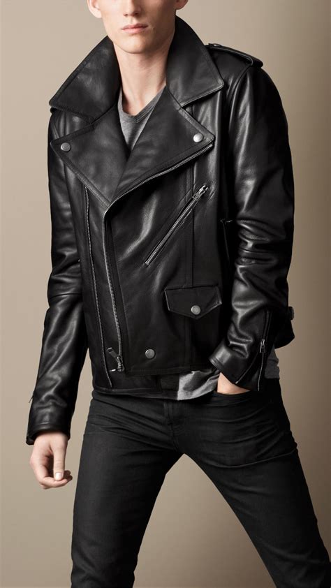 burberry leather jacket biker men|burberry men's winter jacket.